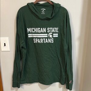 League Michigan State Spartans Men's Large Green Long Sleeve Hoodie T-Shirt